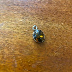 Sterling and Green Amber Charm
